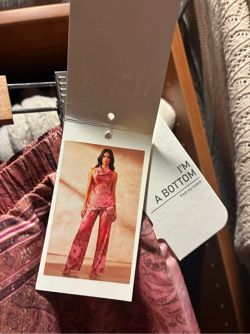 Women's Straight Leg pink Paisley Boho Pants in Dusty Rose - Peach Brand